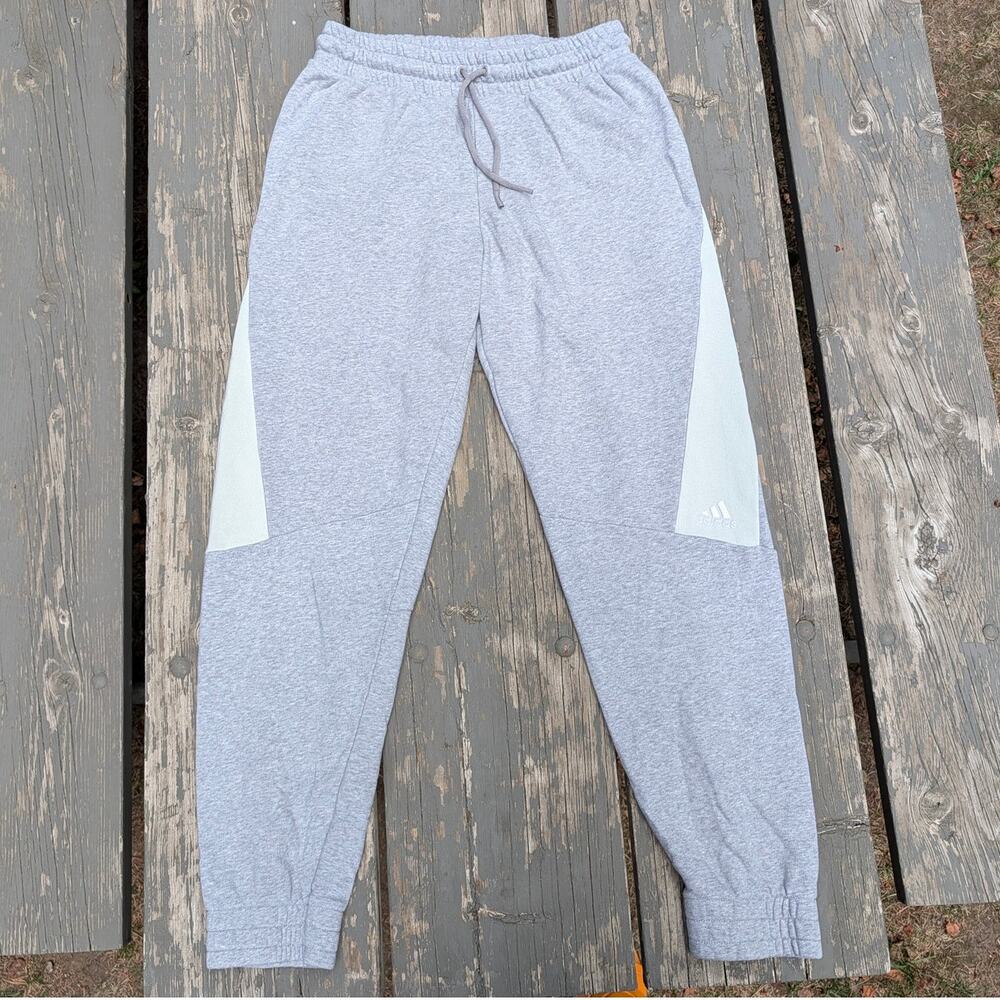 Adidas Men's Joggers Sweatpants Medium Grey White Tapered Cuffed Activewear